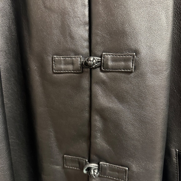 Vintage SHANGHAI TANG Men's/Unisex US 46 Black Leather Jacket Coat EXCELLENT - Picture 6 of 14